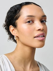 Aela Gold Tone Diamond Simulant Chunky Stone Hoop Earrings - Image 3 of 3