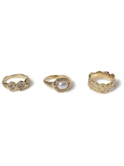 Aela Gold Tone Pearl Effect Ring 3 Pack - Image 2 of 2