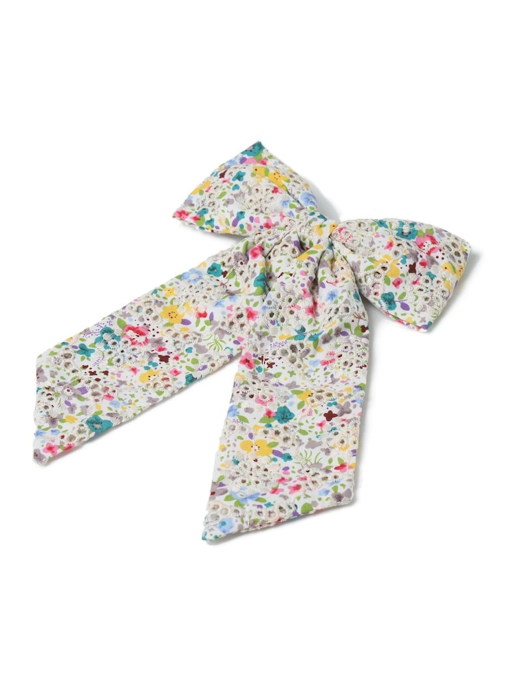 Aela Pink Multicolour Broderie Hair Bow - Image 2 of 4