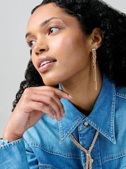 Aela Gold Tone Plait Twist Drop Earrings - Image 3 of 3