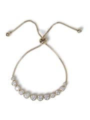 Aela Gold Tone Diamond Simulant Circular Stone Tie Me Up Bracelet - Image 1 of 3