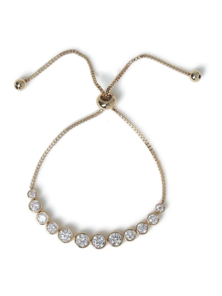 Aela Gold Tone Diamond Simulant Circular Stone Tie Me Up Bracelet - Image 1 of 3
