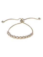 Aela Gold Tone Diamond Simulant Circular Stone Tie Me Up Bracelet - Image 2 of 3