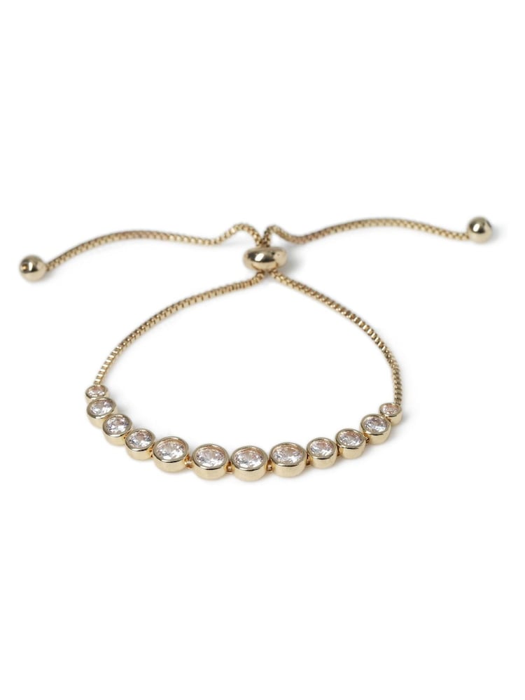 Aela Gold Tone Diamond Simulant Circular Stone Tie Me Up Bracelet - Image 2 of 3