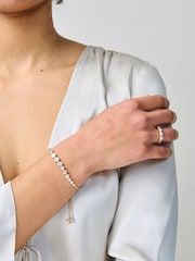 Aela Gold Tone Diamond Simulant Circular Stone Tie Me Up Bracelet - Image 3 of 3