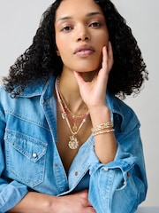Aela Cream/Gold Tone Rope Layered Shell Motif Necklace - Image 1 of 3