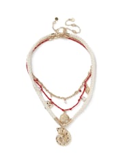 Aela Cream/Gold Tone Rope Layered Shell Motif Necklace - Image 2 of 3
