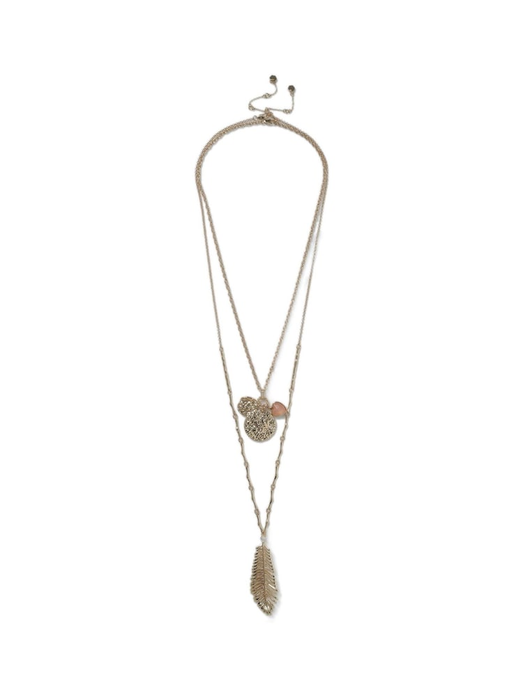 Aela Gold Tone Feather Long Necklace - Image 1 of 2