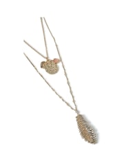 Aela Gold Tone Feather Long Necklace - Image 2 of 2