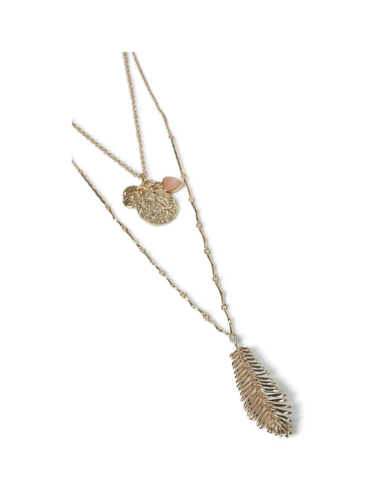 Aela Gold Tone Feather Long Necklace - Image 2 of 2