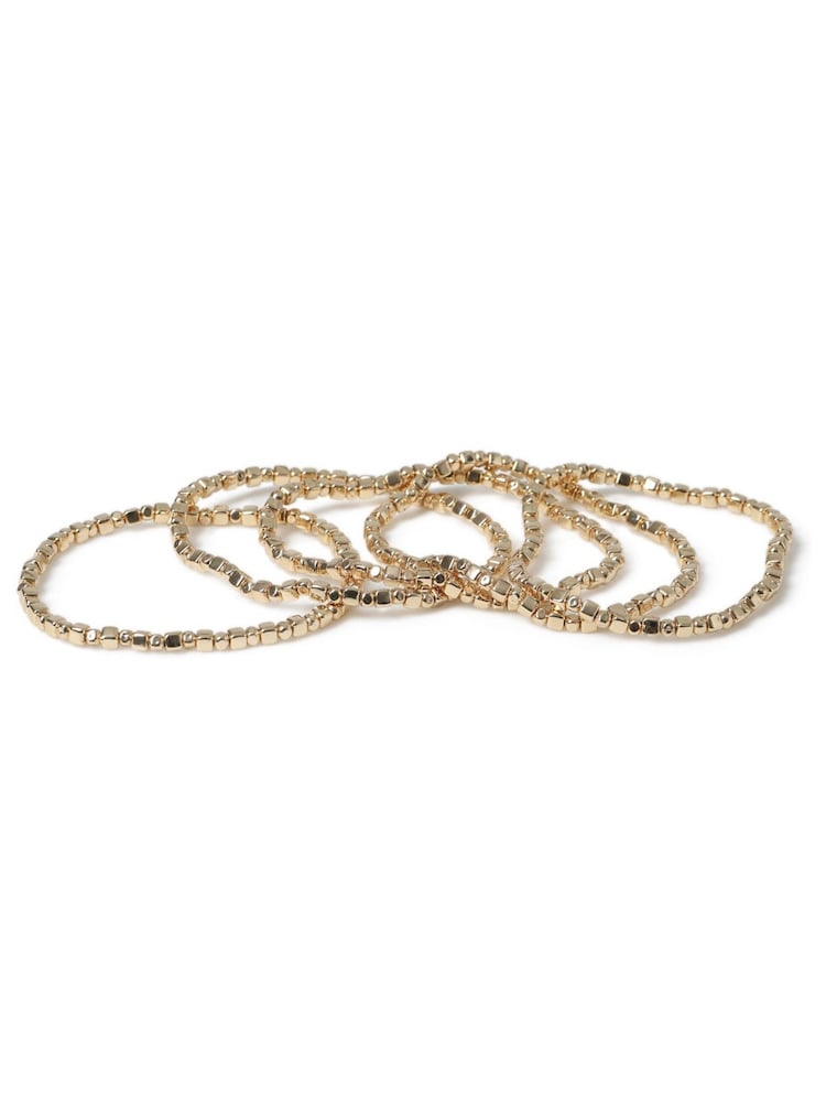 Aela Gold Tone Beaded Stretch Bracelets 5 Pack - Image 1 of 3
