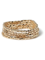 Aela Gold Tone Beaded Stretch Bracelets 5 Pack - Image 2 of 3