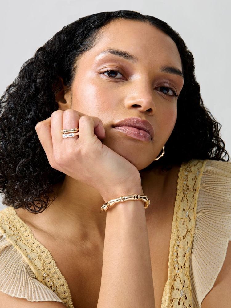 Aela Gold Tone Bamboo Stretch Wristwear - Image 1 of 3
