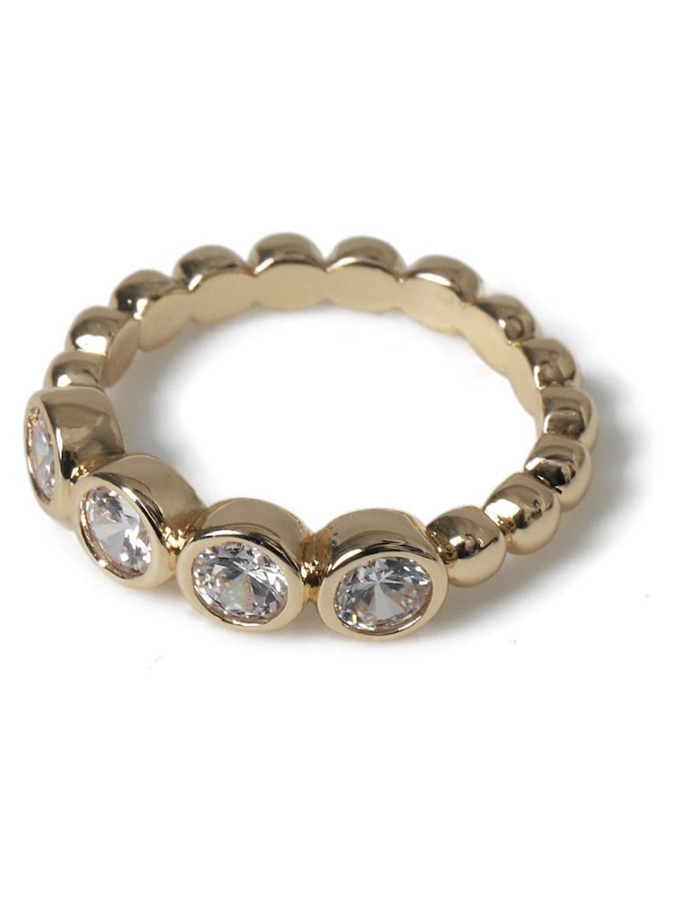 Aela Gold Tone Diamond Simulant Mini Stone Ring - Image 2 of 2