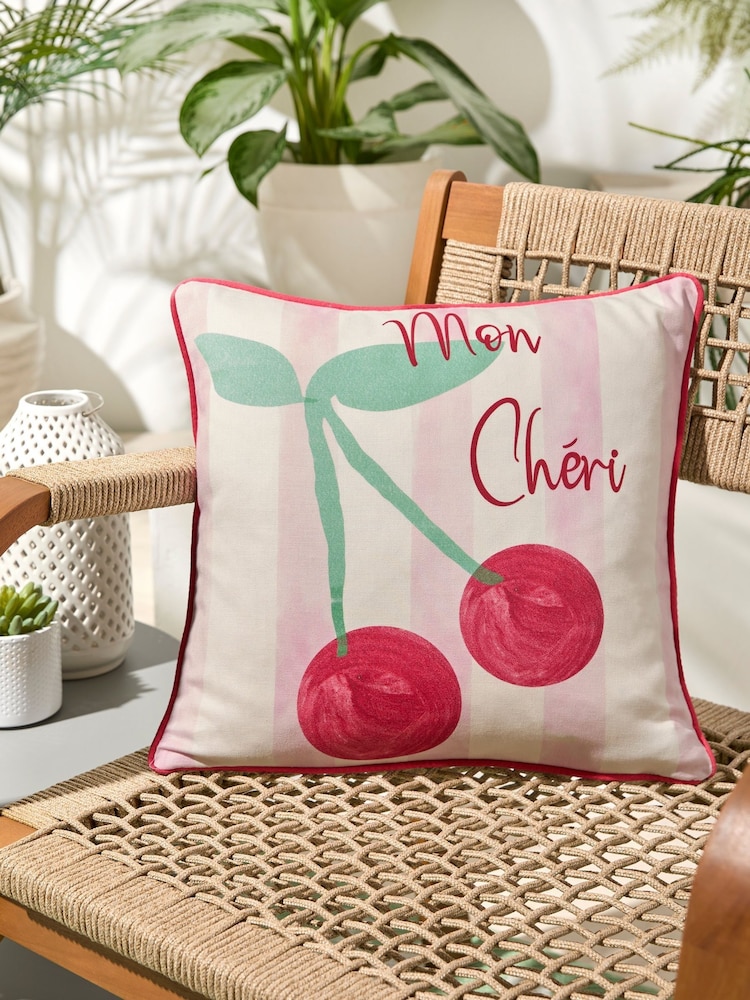 Fusion Pink Cherry 100% Cotton Filled Cushion - Image 1 of 3