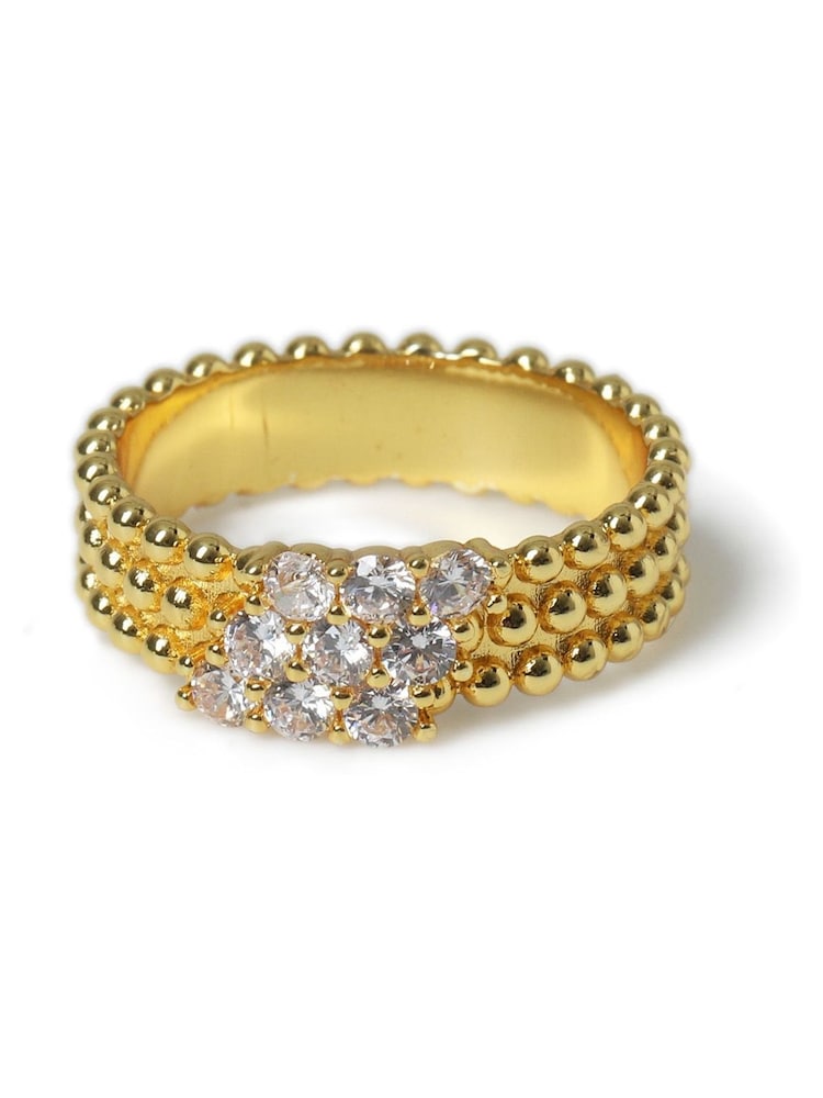 Aela Gold Tone Diamond Simulant Bobbled Stone Ring - Image 2 of 3