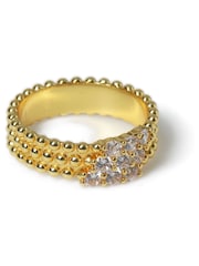 Aela Gold Tone Diamond Simulant Bobbled Stone Ring - Image 3 of 3