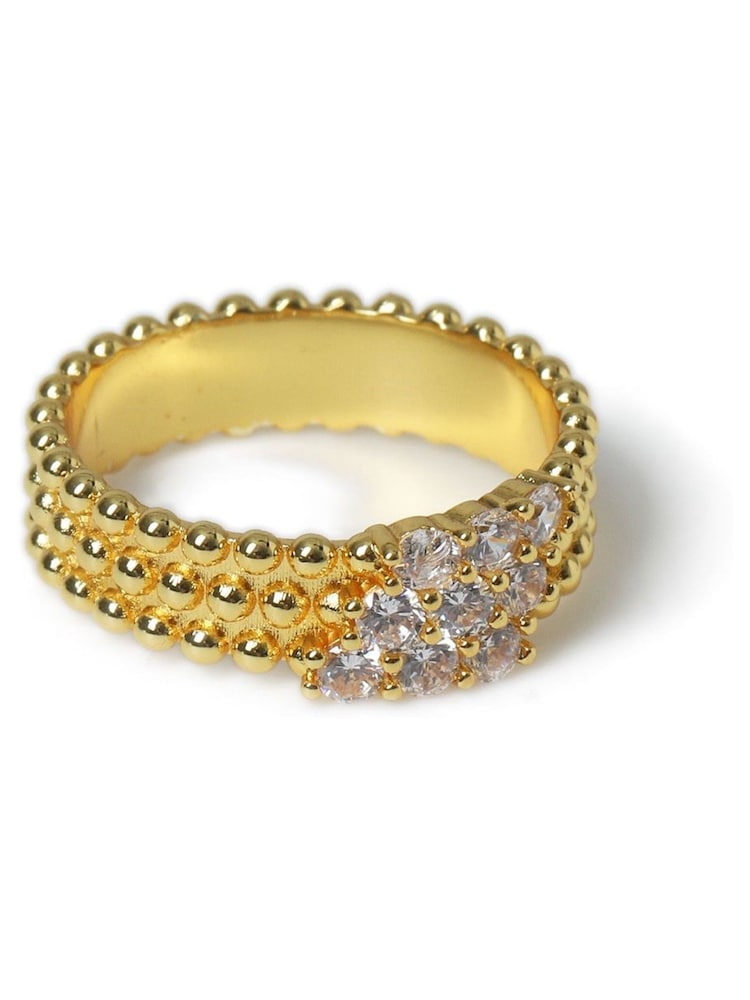 Aela Gold Tone Diamond Simulant Bobbled Stone Ring - Image 3 of 3