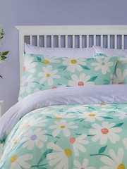 Fusion Duck Egg Daisy Peach Finish Duvet Cover Set - Image 2 of 3
