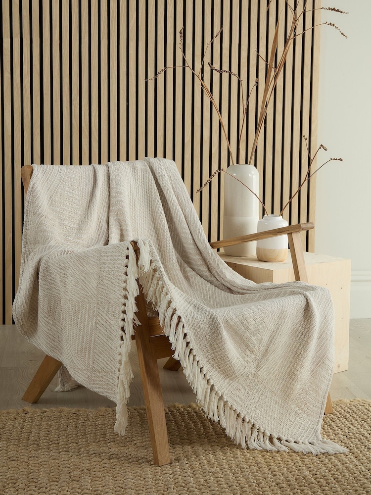 Appletree Natural Myan 100% Cotton Throw - Image 1 of 2 Appletree Natural Myan 100% Cotton Throw - Image 1 of 2