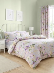 Dreams & Drapes Lilac Flourette Easy Care Duvet Cover Set - Image 1 of 4