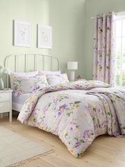 Dreams & Drapes Lilac Flourette Easy Care Duvet Cover Set - Image 4 of 4