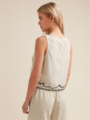 PixieGirl Petite Natural Embroidered Sleeveless Top - Image 3 of 5