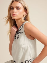PixieGirl Petite Natural Embroidered Sleeveless Top - Image 4 of 5