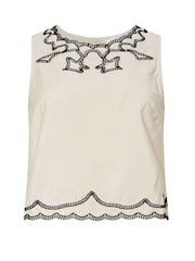 PixieGirl Petite Natural Embroidered Sleeveless Top - Image 5 of 5