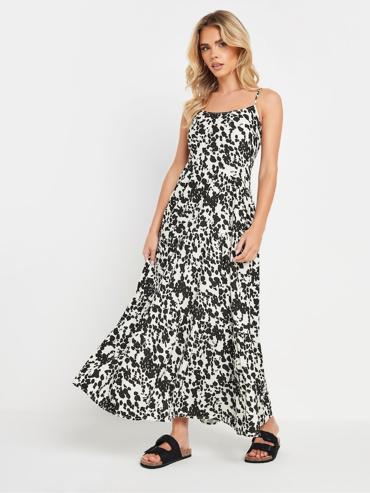 PixieGirl Petite Black Asymetric Tiered Maxi Dress - Image 2 of 5