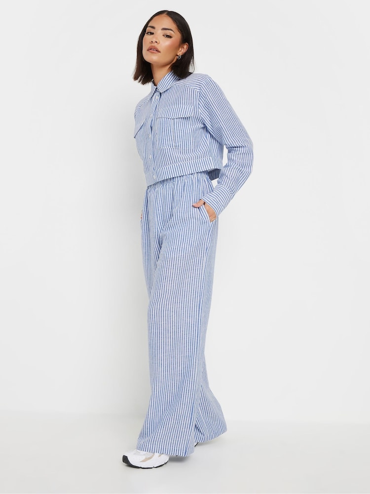 PixieGirl Petite Blue Stripe Short Shirt - Image 2 of 4