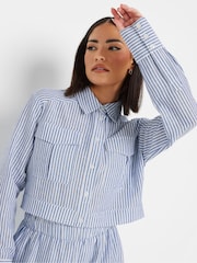 PixieGirl Petite Blue Stripe Short Shirt - Image 3 of 4