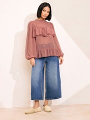 PixieGirl Petite Pink Chiffon Frill Blouses - Image 5 of 6