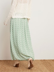 PixieGirl Petite Green Floral A Line Split Maxi Skirt - Image 5 of 6