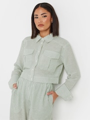 PixieGirl Petite Green Stripe Short Shirt - Image 1 of 4