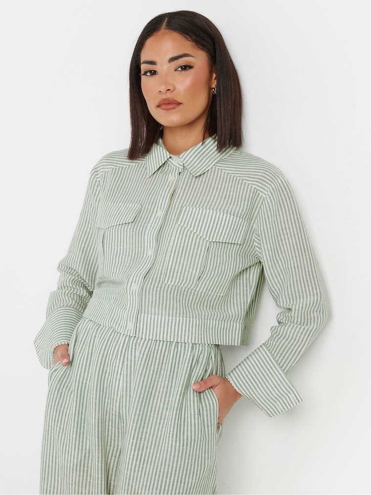 PixieGirl Petite Green Stripe Short Shirt - Image 1 of 4