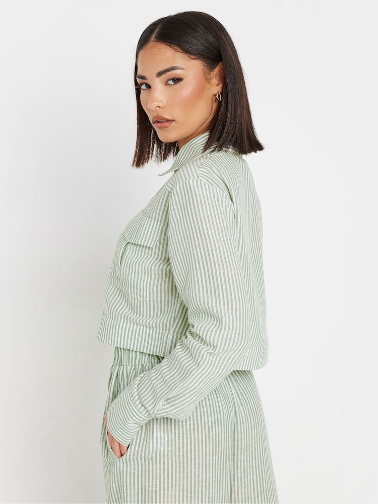 PixieGirl Petite Green Stripe Short Shirt - Image 3 of 4