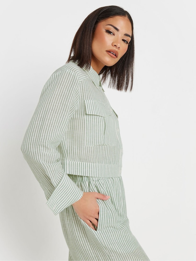 PixieGirl Petite Green Stripe Short Shirt - Image 4 of 4
