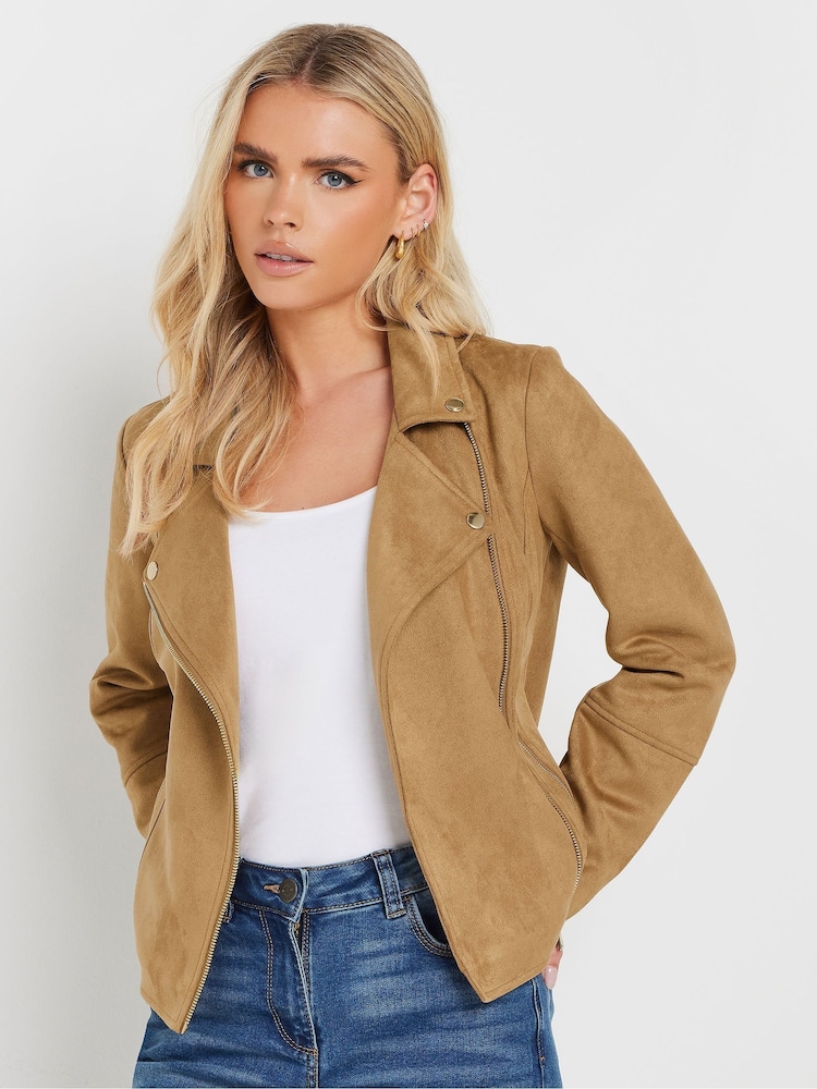 M&Co Natural Petite Suede Biker Jacket - Image 1 of 5