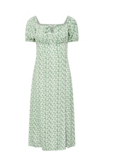 PixieGirl Petite Green Floral Tie Front Midi Dress - Image 6 of 6