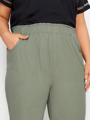 Yours Curve Grey Cool 100% Cotton Cropped Trousers - Image 3 of 5