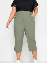 Yours Curve Grey Cool 100% Cotton Cropped Trousers - Image 4 of 5