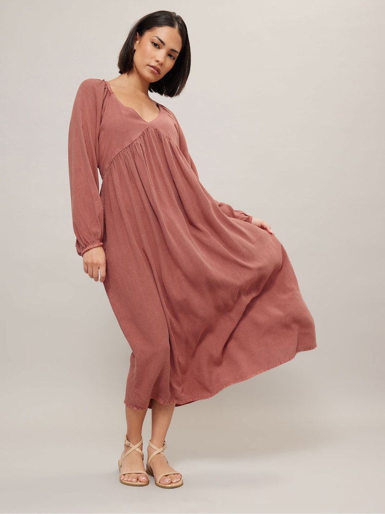 PixieGirl Petite Pink Acid Wash Open Back Midi Dress - Image 1 of 5
