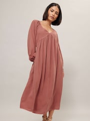PixieGirl Petite Pink Acid Wash Open Back Midi Dress - Image 2 of 5