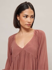 PixieGirl Petite Pink Acid Wash Open Back Midi Dress - Image 4 of 5