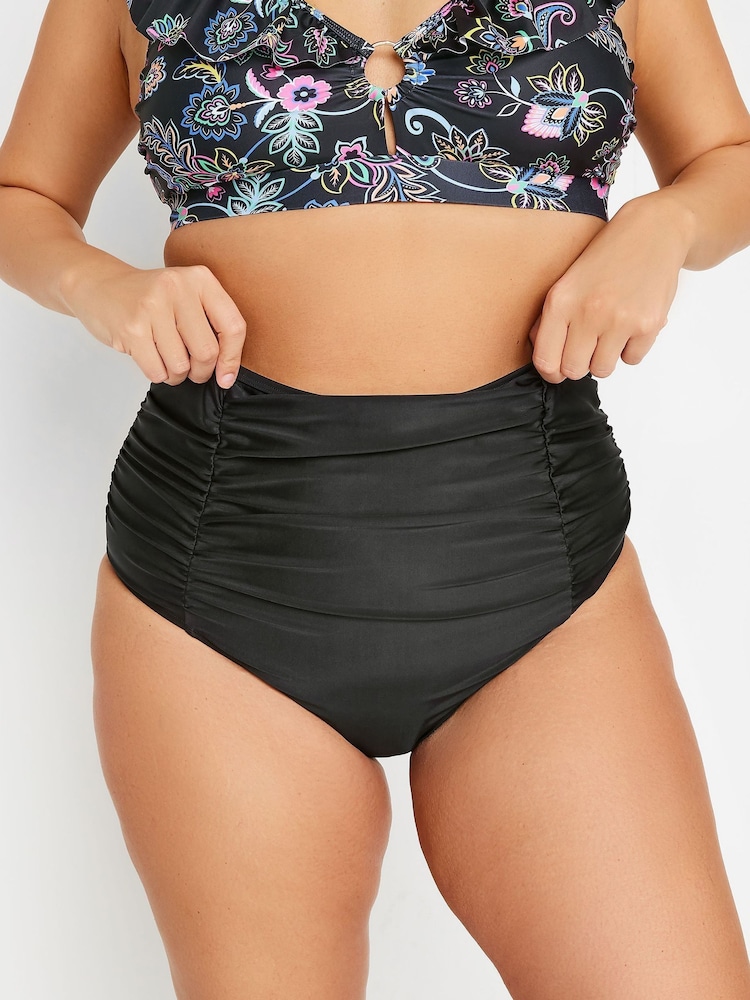 Yours Curve Black Super High Waisted Tummy Control Bikini Briefs - Image 1 of 6