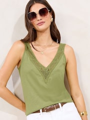 Lipsy Khaki Green Crochet Detail Vest - Image 1 of 4