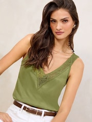 Lipsy Khaki Green Crochet Detail Vest - Image 2 of 4