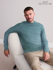 Azul pizarra - Suéter ligero de cuello redondo en mezcla de merino Signature - Imagen 9 de 10
