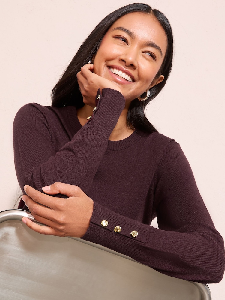 Friends Like These Burgundy Red Long Sleeve Crew Neck Jumper - Image 1 of 4